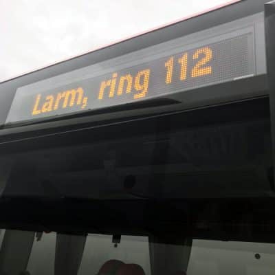 front sign of a bus