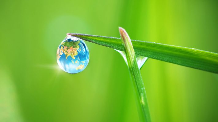 water drop with the earth inside